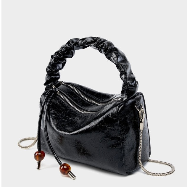 Women’s Genuine Leather Crossbody Bag | Beaded Bento Box Elegance