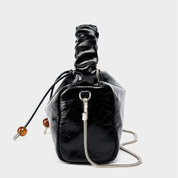 Women’s Genuine Leather Crossbody Bag | Beaded Bento Box Elegance