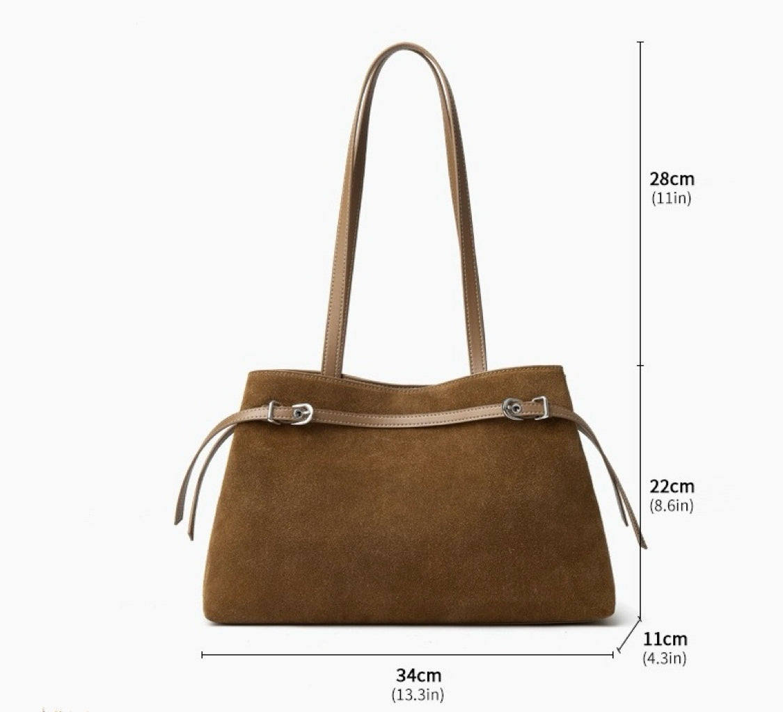 Genuine Suede Leather Shoulder Bag | Retro Large Capacity Elegance