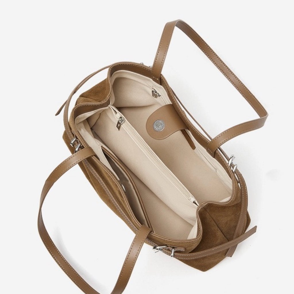 Genuine Suede Leather Shoulder Bag | Retro Large Capacity Elegance