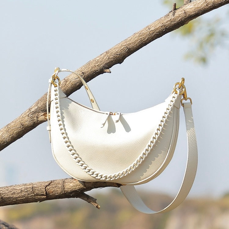 Women’s Genuine Leather Baguette Dumpling Bag | Effortless Everyday Elegance