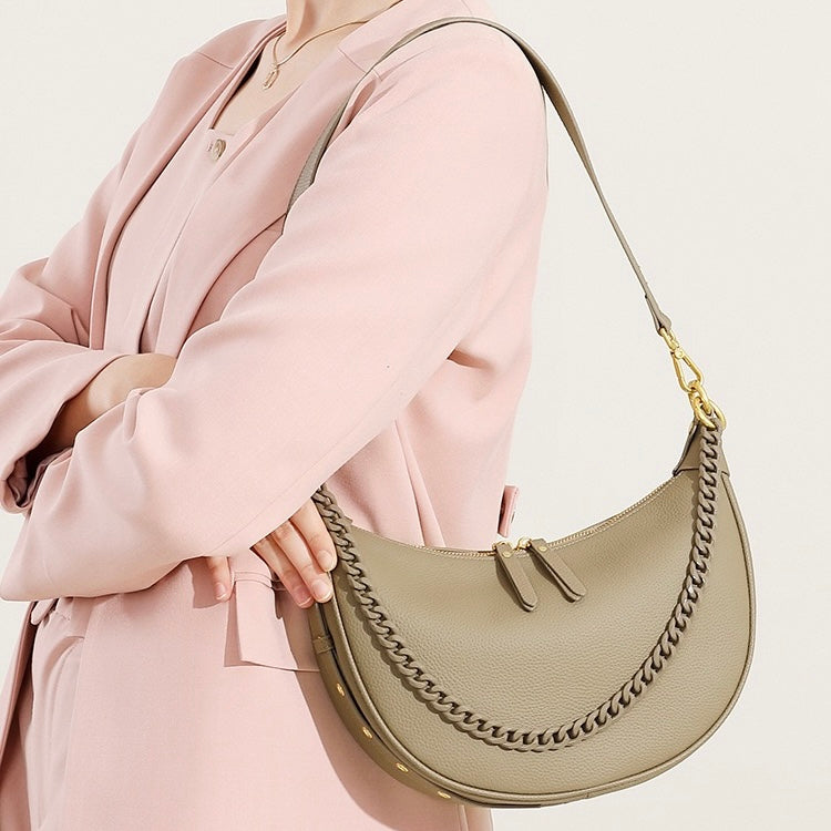Women’s Genuine Leather Baguette Dumpling Bag | Effortless Everyday Elegance