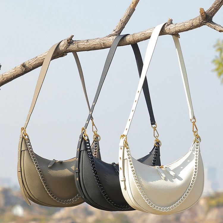 Women’s Genuine Leather Baguette Dumpling Bag | Effortless Everyday Elegance