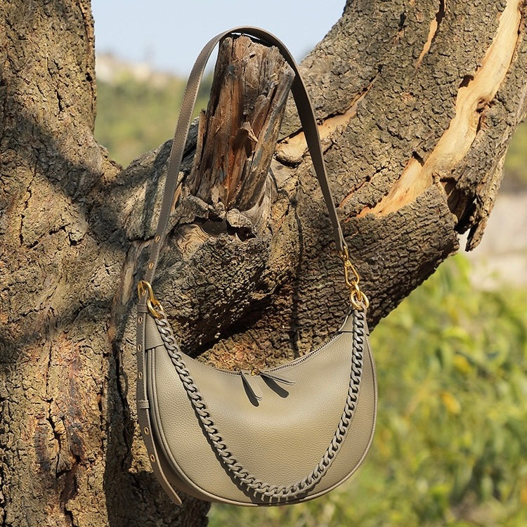 Women’s Genuine Leather Baguette Dumpling Bag | Effortless Everyday Elegance