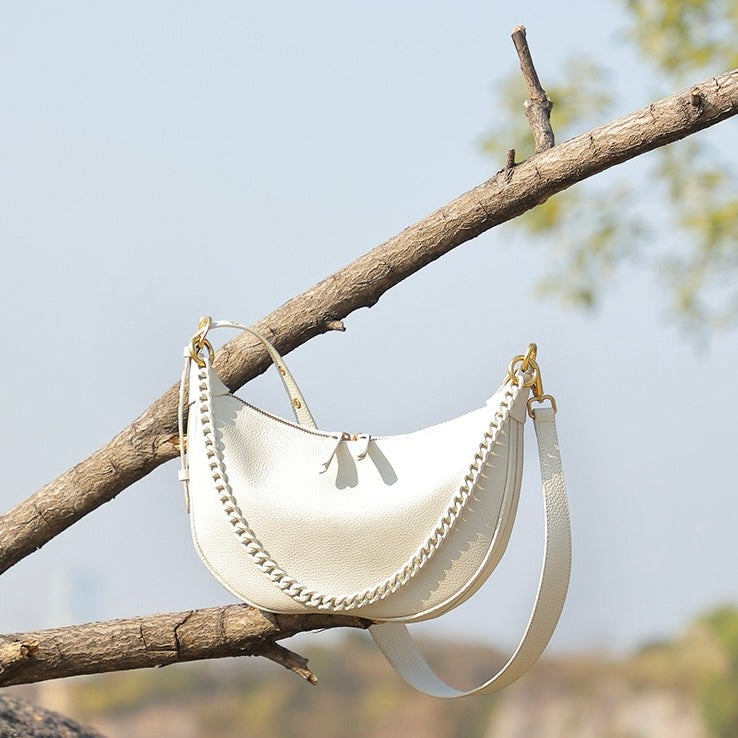 Women’s Genuine Leather Baguette Dumpling Bag | Effortless Everyday Elegance