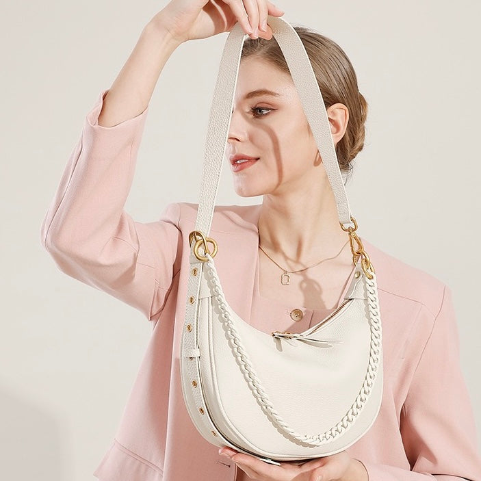 Women’s Genuine Leather Baguette Dumpling Bag | Effortless Everyday Elegance