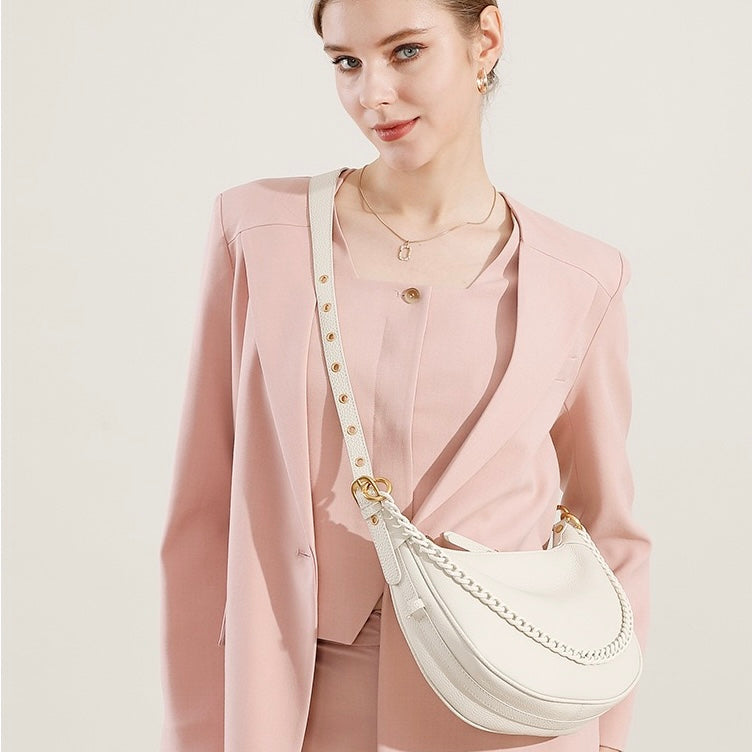 Women’s Genuine Leather Baguette Dumpling Bag | Effortless Everyday Elegance