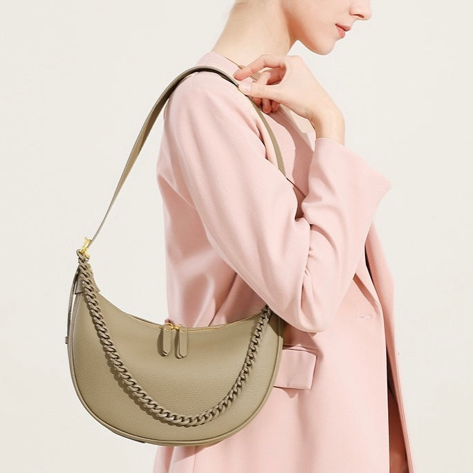 Women’s Genuine Leather Baguette Dumpling Bag | Effortless Everyday Elegance
