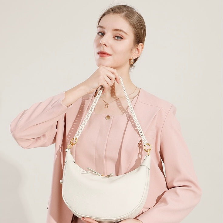 Women’s Genuine Leather Baguette Dumpling Bag | Effortless Everyday Elegance