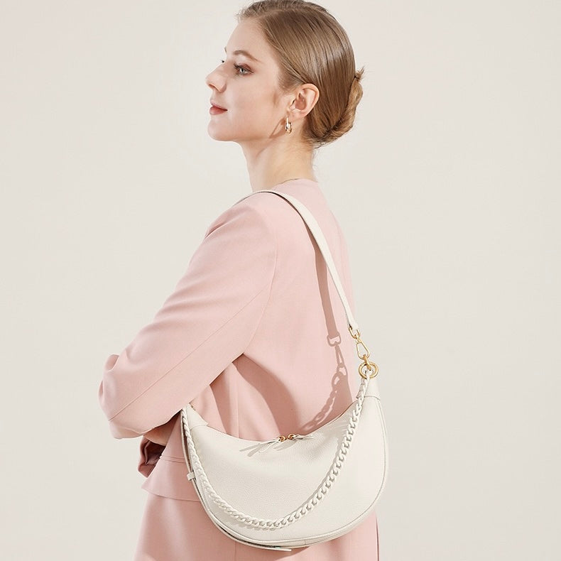 Women’s Genuine Leather Baguette Dumpling Bag | Effortless Everyday Elegance