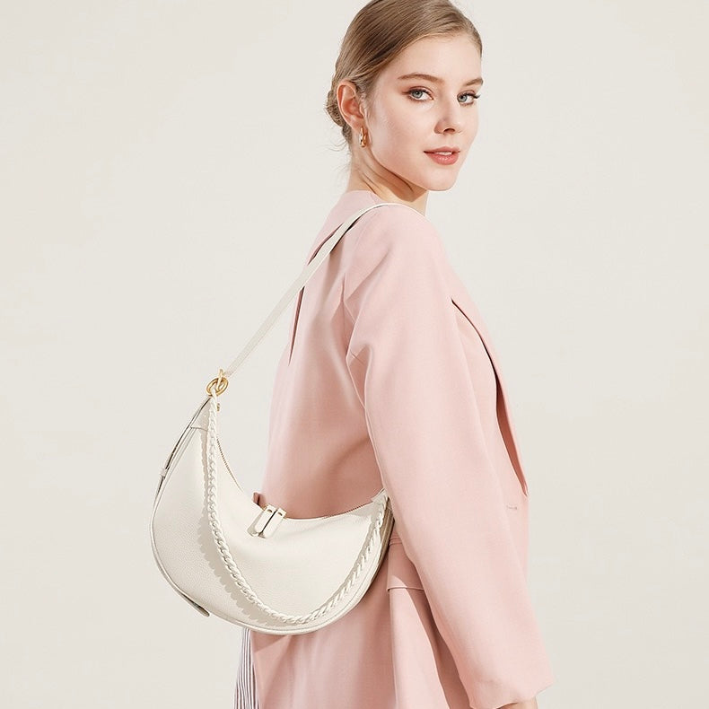 Women’s Genuine Leather Baguette Dumpling Bag | Effortless Everyday Elegance