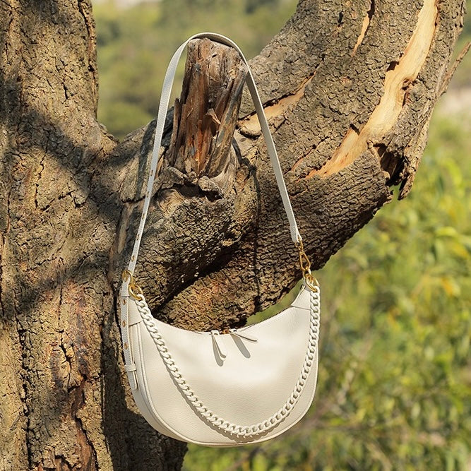 Women’s Genuine Leather Baguette Dumpling Bag | Effortless Everyday Elegance