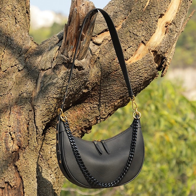 Women’s Genuine Leather Baguette Dumpling Bag | Effortless Everyday Elegance