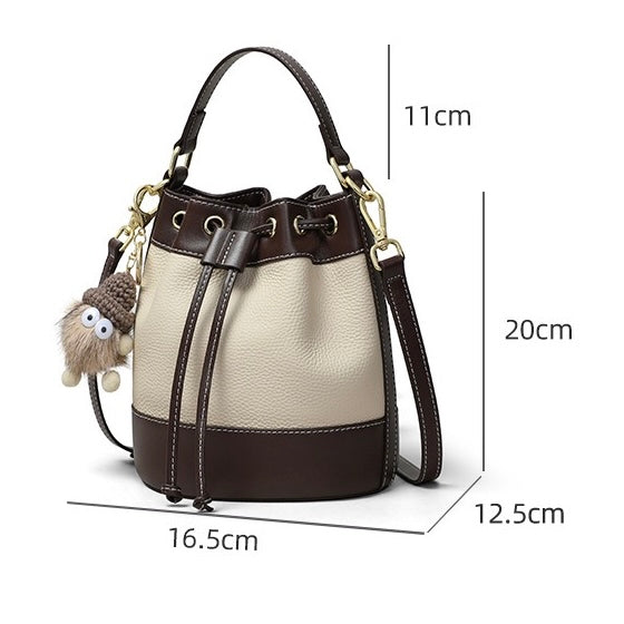 Women’s Genuine Leather Pendant Bucket Crossbody Bag | Effortless Everyday Elegance
