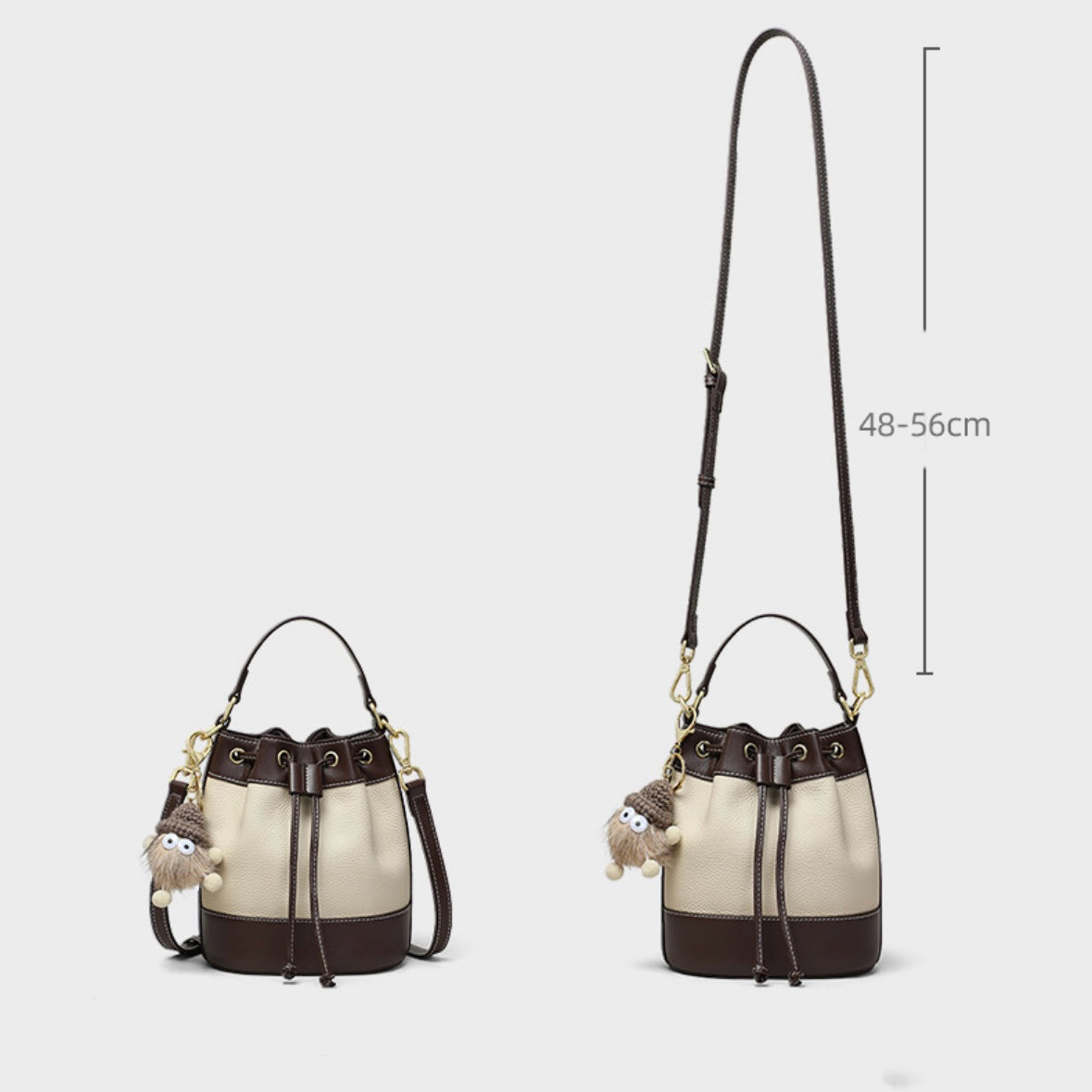 Women’s Genuine Leather Pendant Bucket Crossbody Bag | Effortless Everyday Elegance
