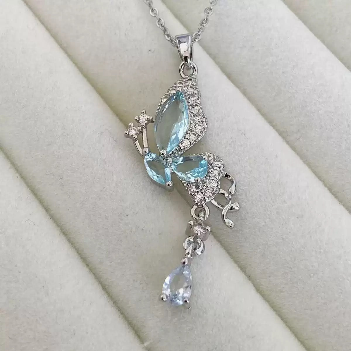 Women’s Blue Butterfly Necklace | Effortless Ethereal Winged Elegance