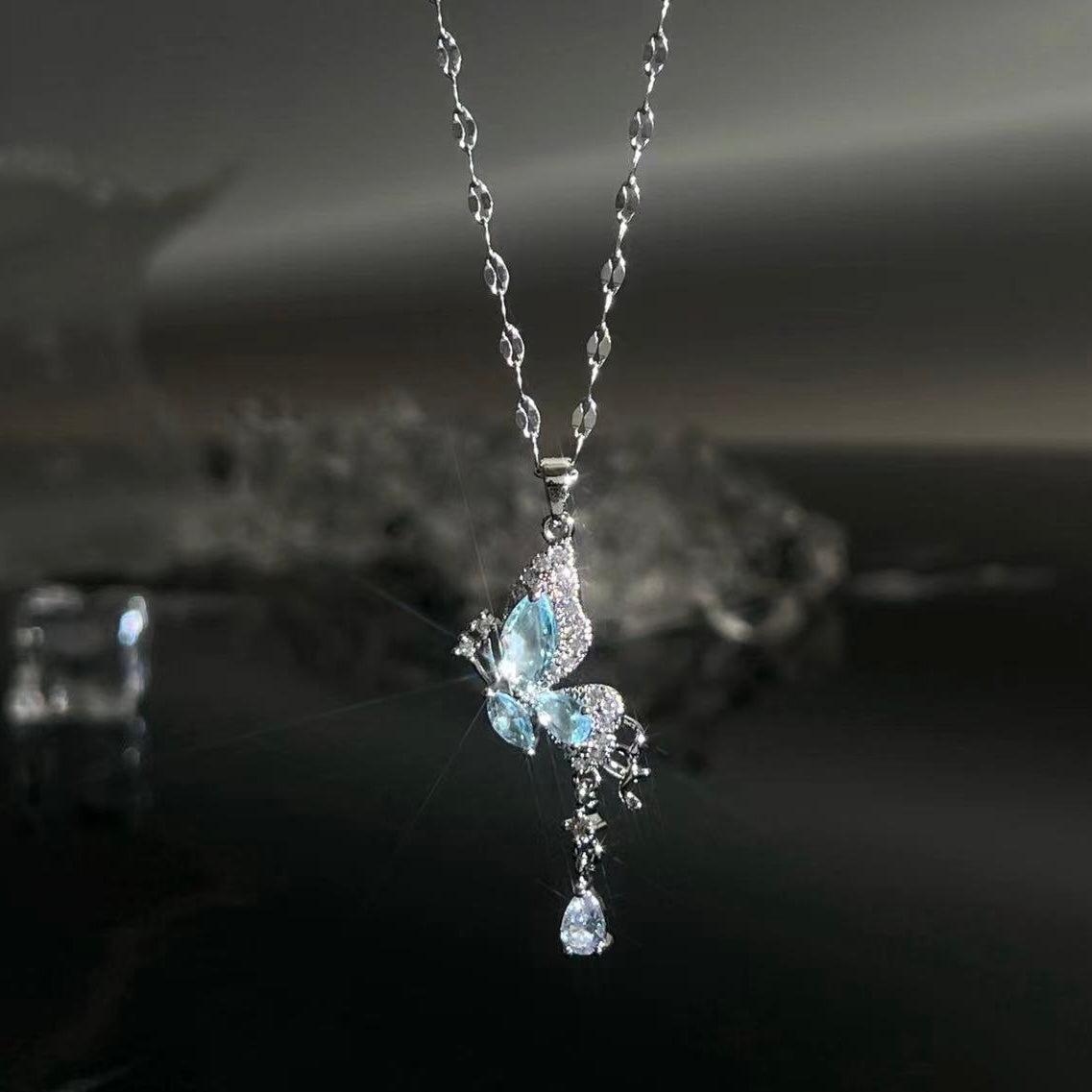Women’s Blue Butterfly Necklace | Effortless Ethereal Winged Elegance