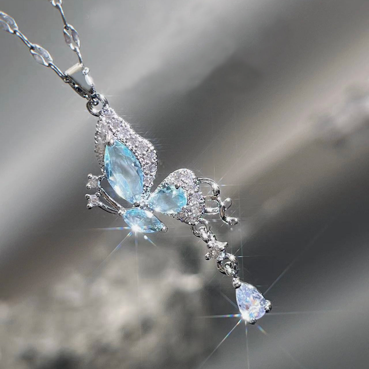 Women’s Blue Butterfly Necklace | Effortless Ethereal Winged Elegance