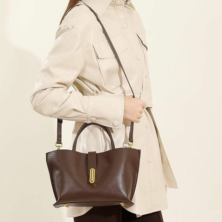 Women’s Genuine Cowhide Crossbody Tote | Effortless Commuter Elegance