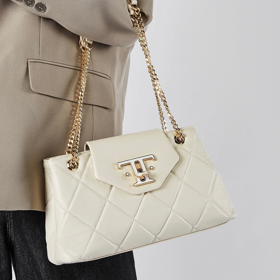 Women’s Genuine Leather Chain Shoulder Crossbody Bag | Effortless Commuter Elegance