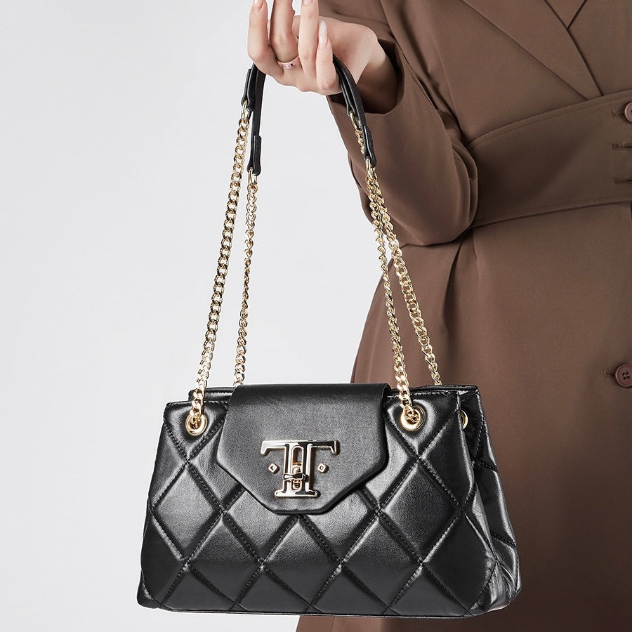 Women’s Genuine Leather Chain Shoulder Crossbody Bag | Effortless Commuter Elegance