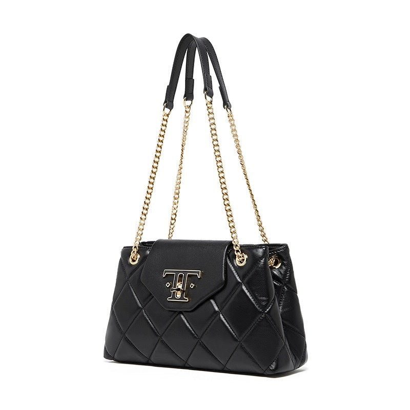 Women’s Genuine Leather Chain Shoulder Crossbody Bag | Effortless Commuter Elegance
