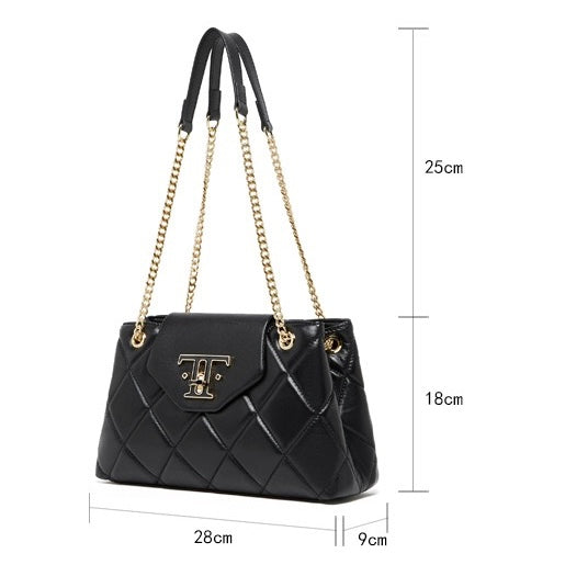 Women’s Genuine Leather Chain Shoulder Crossbody Bag | Effortless Commuter Elegance