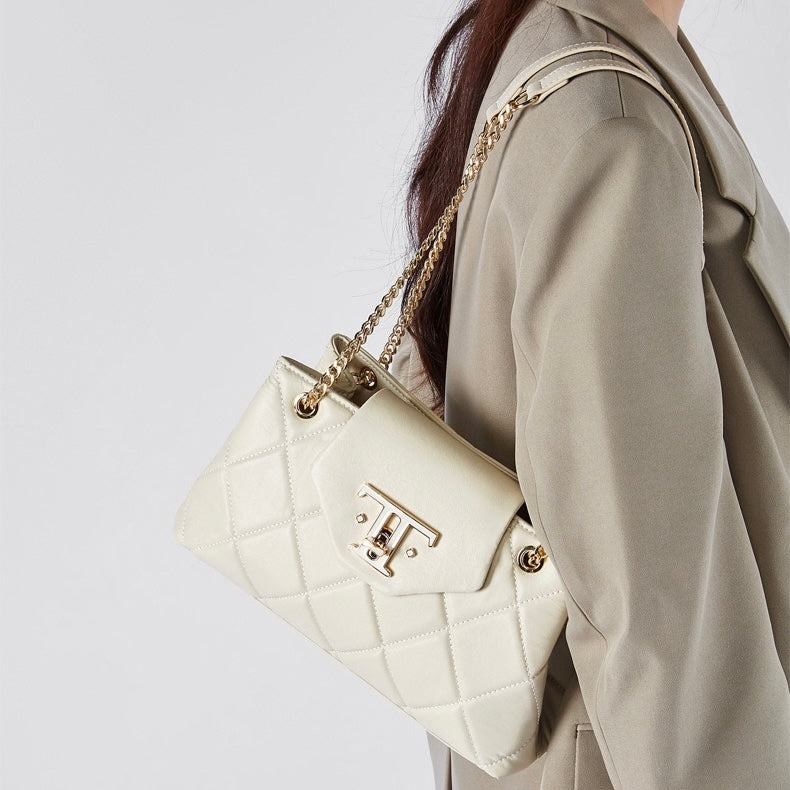 Women’s Genuine Leather Chain Shoulder Crossbody Bag | Effortless Commuter Elegance