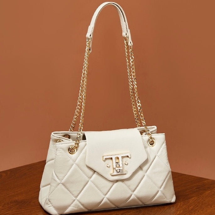 Women’s Genuine Leather Chain Shoulder Crossbody Bag | Effortless Commuter Elegance