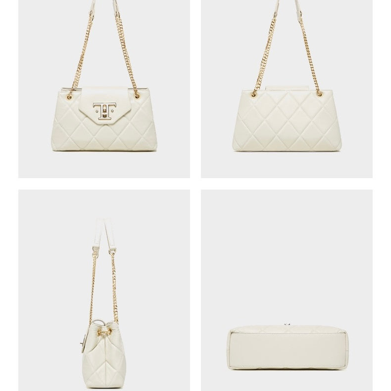 Women’s Genuine Leather Chain Shoulder Crossbody Bag | Effortless Commuter Elegance