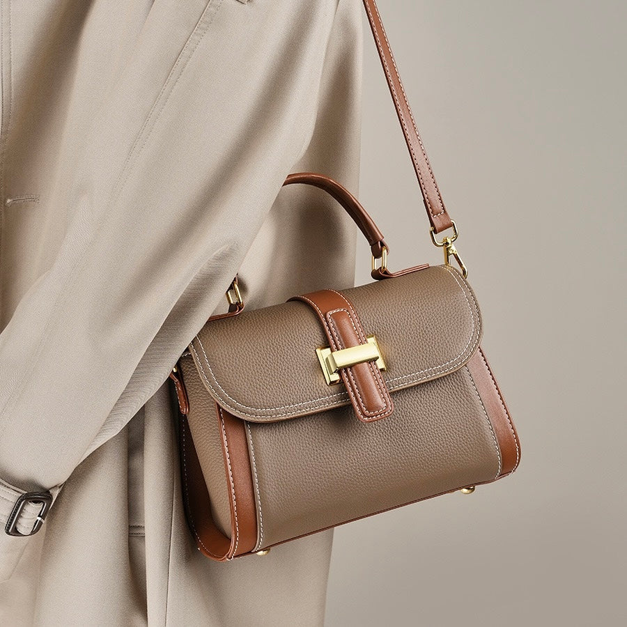 Women’s Leather Structured Top Handle Crossbody Bag | Effortless Elegance