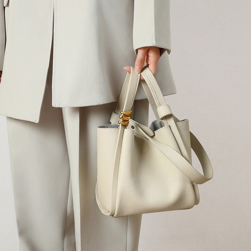 Women’s Genuine Leather Mini Crossbody Bucket Bag | Effortless Everyday Elegance