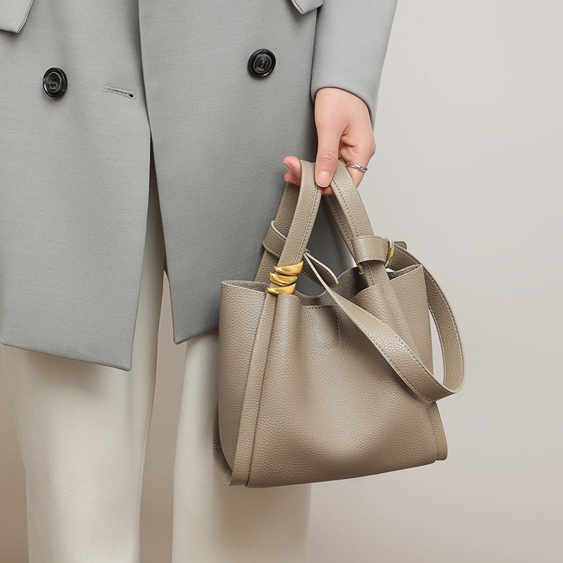 Women’s Genuine Leather Mini Crossbody Bucket Bag | Effortless Everyday Elegance