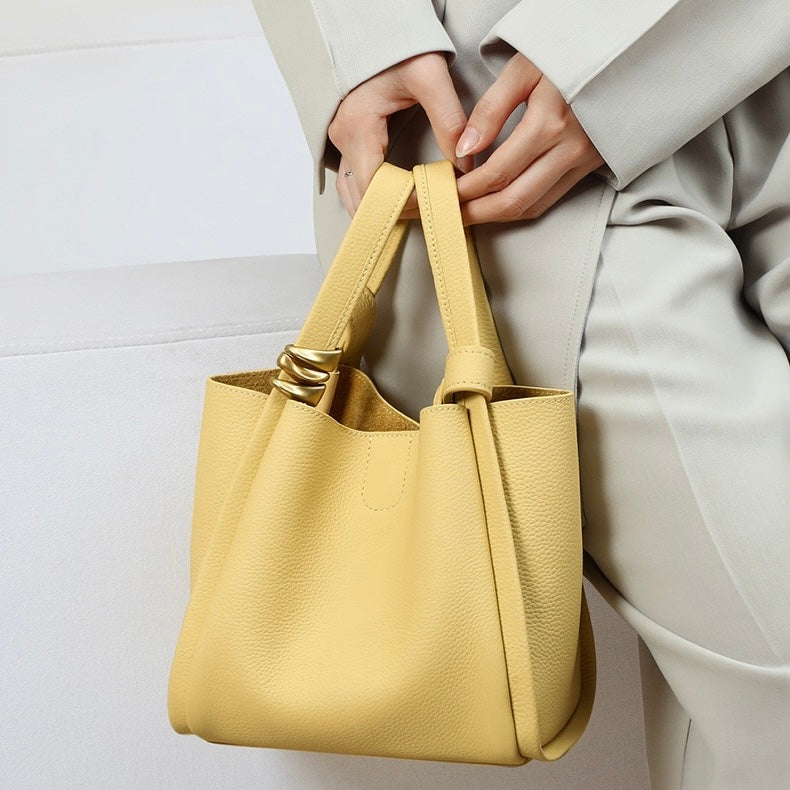 Women’s Genuine Leather Mini Crossbody Bucket Bag | Effortless Everyday Elegance