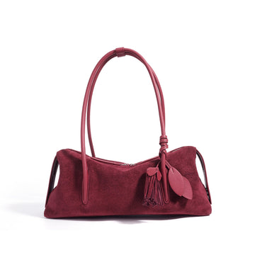 Matte Genuine Leather Tassel Shoulder Pillow Bag | Effortless Quiet Elegance