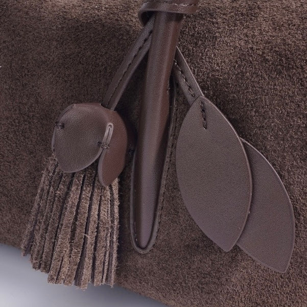 Matte Genuine Leather Tassel Shoulder Pillow Bag | Effortless Quiet Elegance
