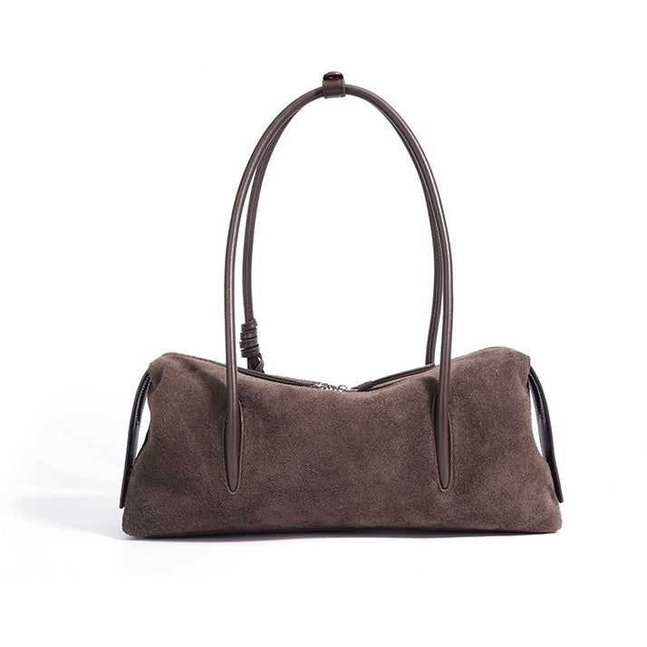 Matte Genuine Leather Tassel Shoulder Pillow Bag | Effortless Quiet Elegance