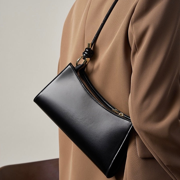 Women’s Genuine Leather Underarm Baguette Bag | Effortless Understated Luxury