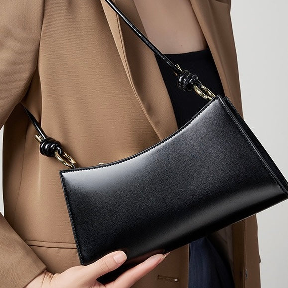Women’s Genuine Leather Underarm Baguette Bag | Effortless Understated Luxury