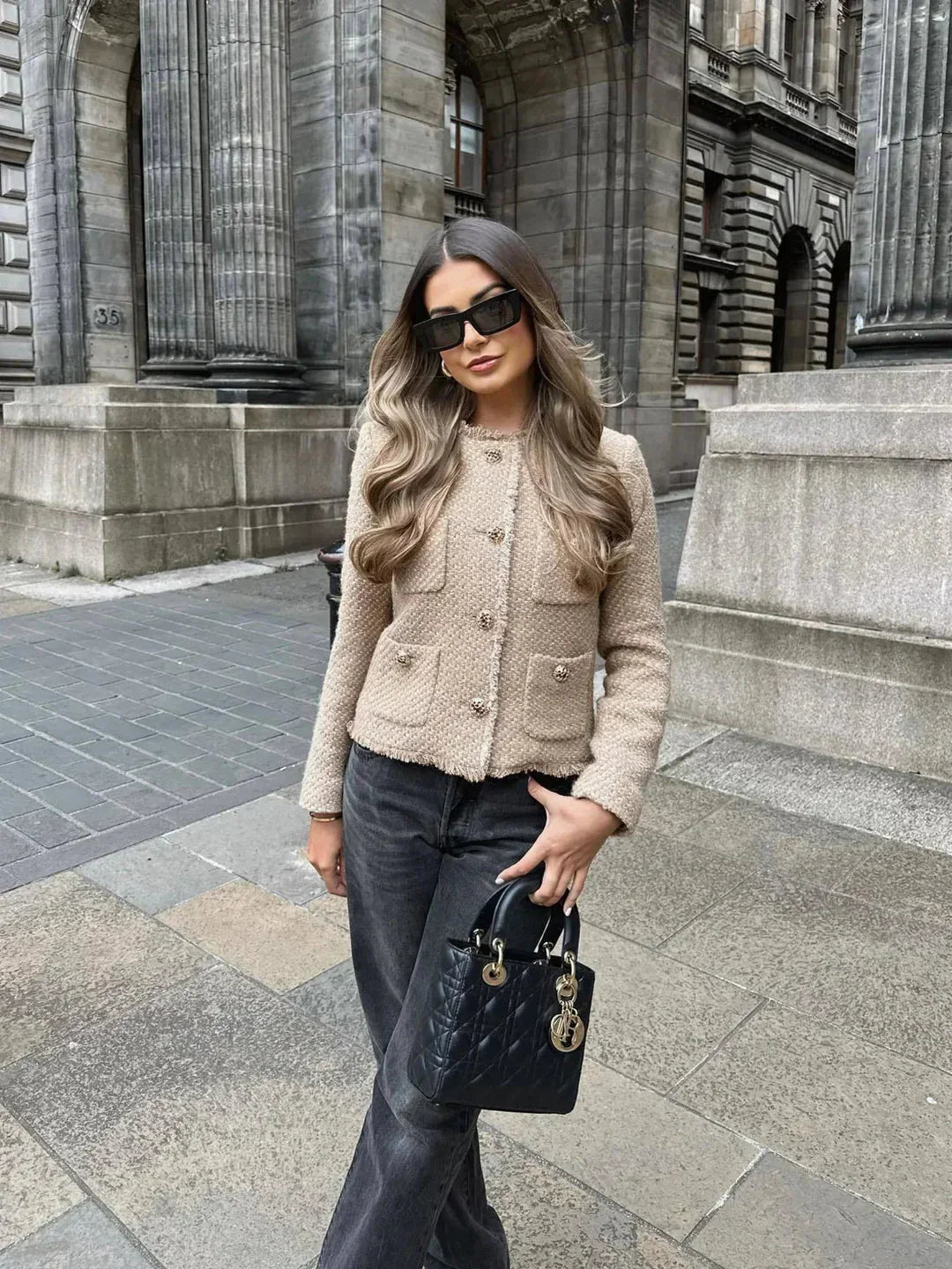 Feline Jacket | Timeless Beige Elegance with Gold Buttons