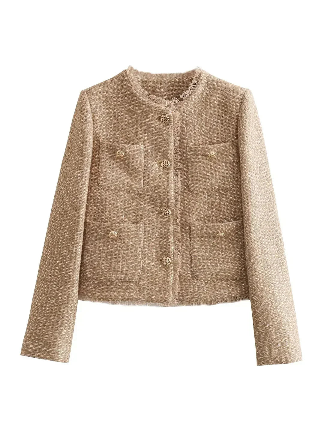 Feline Jacket | Timeless Beige Elegance with Gold Buttons