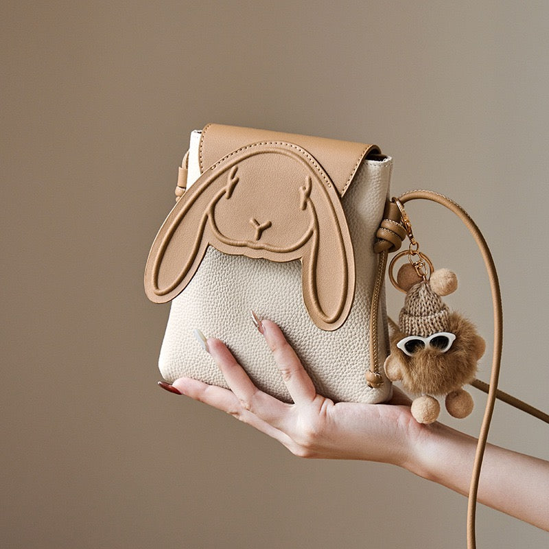 Women's Leather Mini Crossbody Phone Bag | Rabbit Inspired Elegance