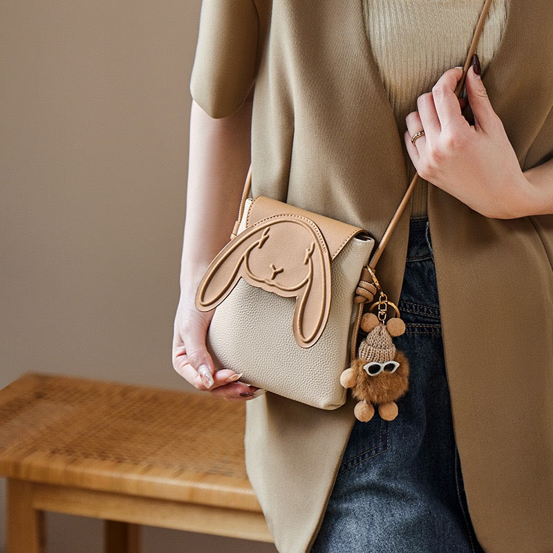 Women's Leather Mini Crossbody Phone Bag | Rabbit Inspired Elegance