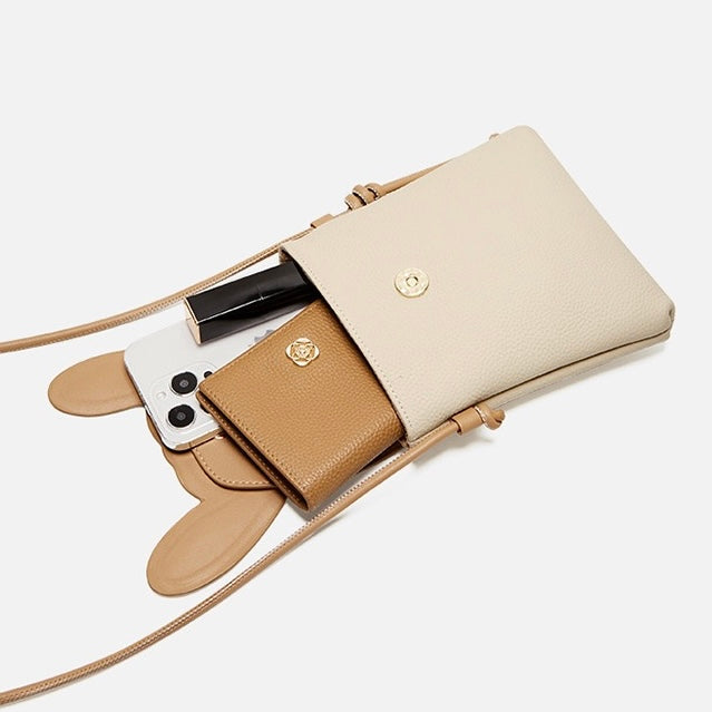 Women's Leather Mini Crossbody Phone Bag | Rabbit Inspired Elegance