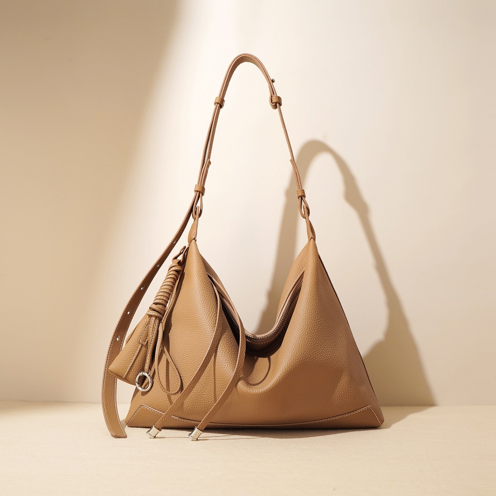 Women’s Genuine Leather Minimalist Tote Handbag | Effortless Dumpling Elegance