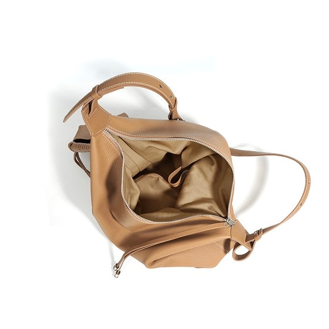 Women’s Genuine Leather Minimalist Tote Handbag | Effortless Dumpling Elegance