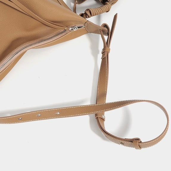 Women’s Genuine Leather Minimalist Tote Handbag | Effortless Dumpling Elegance