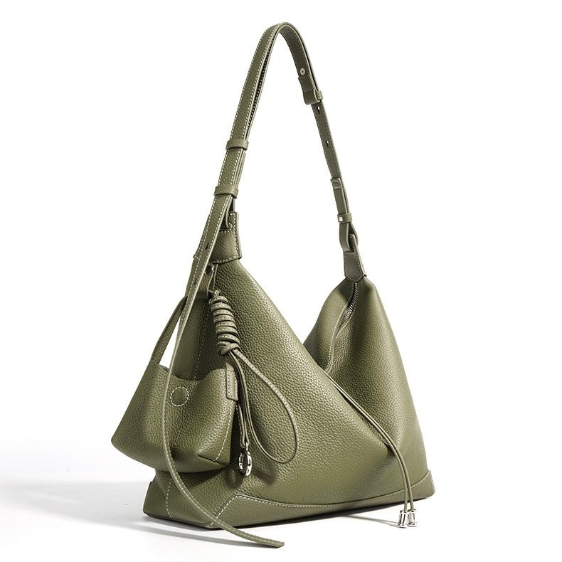 Women’s Genuine Leather Minimalist Tote Handbag | Effortless Dumpling Elegance