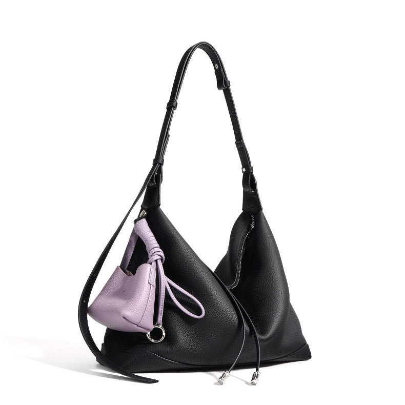 Women’s Genuine Leather Minimalist Tote Handbag | Effortless Dumpling Elegance