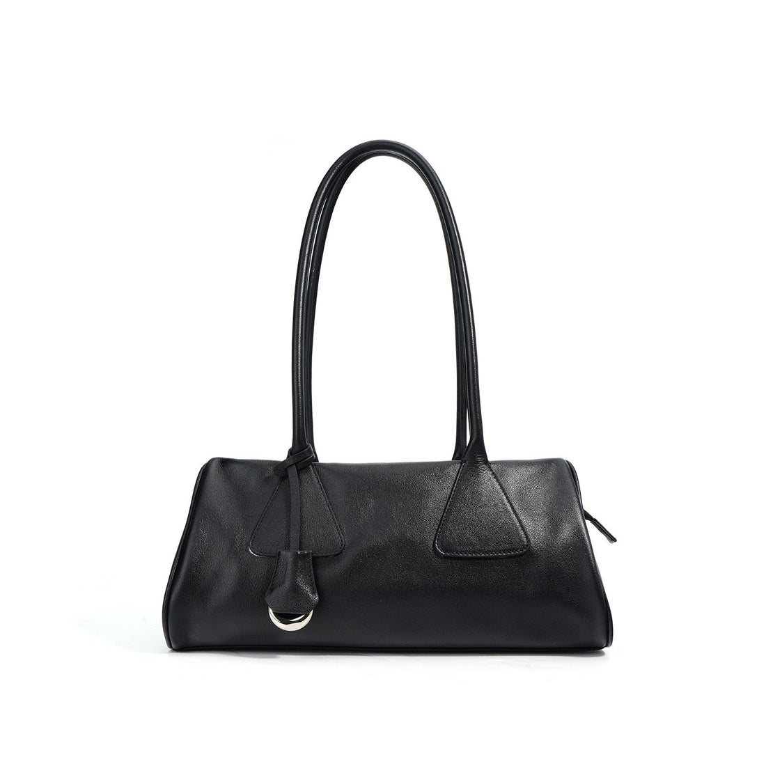 Women’s Genuine Leather Triangle Barrel Shoulder Bag | Effortless Vintage Poise